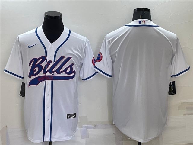 NFL Buffalo Bills Blank  White Baseball Cool Base Team Jersey