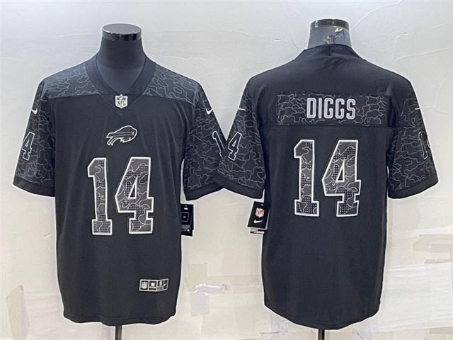 Men's Buffalo Bills #14 Stefon Diggs Black Reflective Limited Stitched Football Jersey