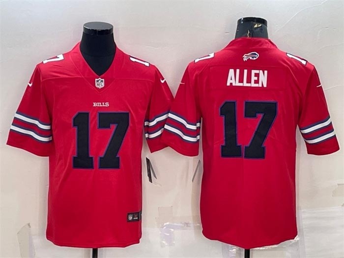 Men's Buffalo Bills Josh Allen #17 Red with Black number Vapor Untouchable Limited Jersey