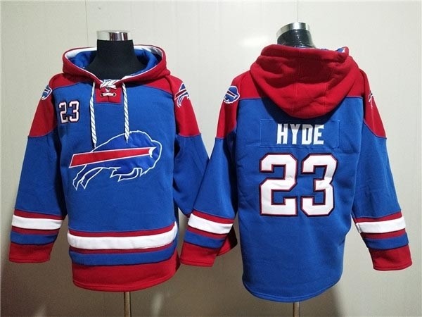 Men's Buffalo Bills #23 Micah Hyde Red Blue Ageless Must-Have Lace-Up Pullover Hoodie