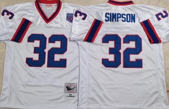 NFL Buffalo Bills #32 O.J. Simpson white Throwback Jersey