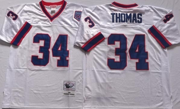 NFL Buffalo Bills #34 Thurman Thomas white Throwback Jersey