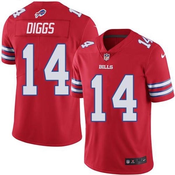 Youth Bills #14 Stefon Diggs Red Men's Stitched NFL Limited Rush Jersey