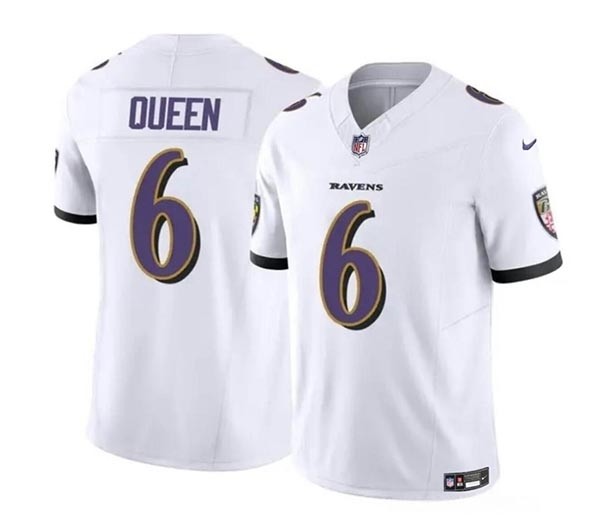 Men's Baltimore Ravens #6 Patrick Queen White 2023 F.U.S.E. Vapor Limited Football Jersey