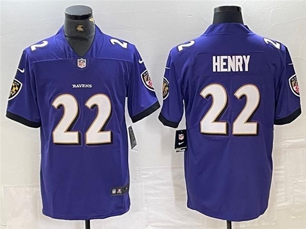 Men's Baltimore Ravens #22 Derrick Henry Purple Vapor Limited Jersey