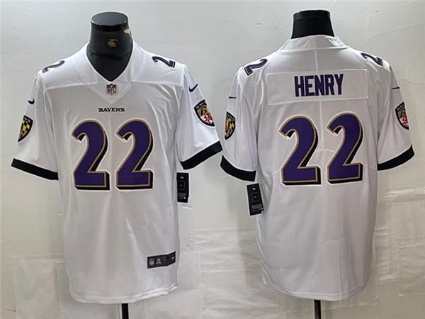 Men's Baltimore Ravens #22 Derrick Henry White Vapor Limited Jersey