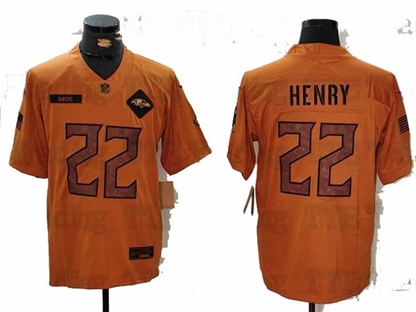 Men's Baltimore Ravens #22 Derrick Henry 2023 Brown Salute To Service Limited Jersey