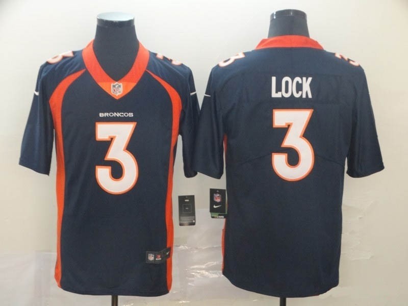 NFL Broncos #3 Drew Lock Navy Vapor Untouchable Limited Jersey