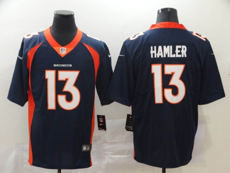 NFL Broncos #13 KJ Hamler Navy Vapor Untouchable Limited Jersey