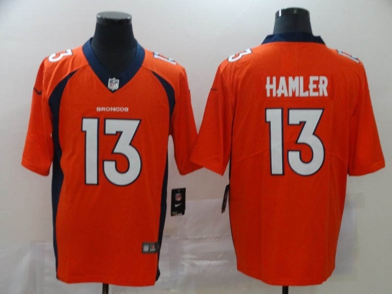 NFL Broncos #13 KJ Hamler Orange Vapor Untouchable Limited Jersey