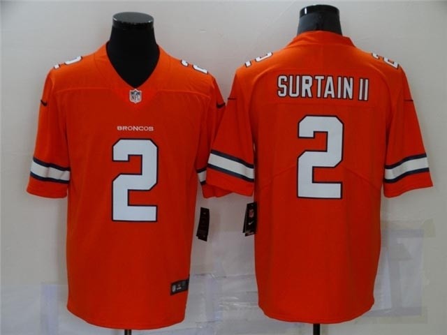 Denver Broncos #2 Pat Surtain II Orange Color Rush Limited Jersey