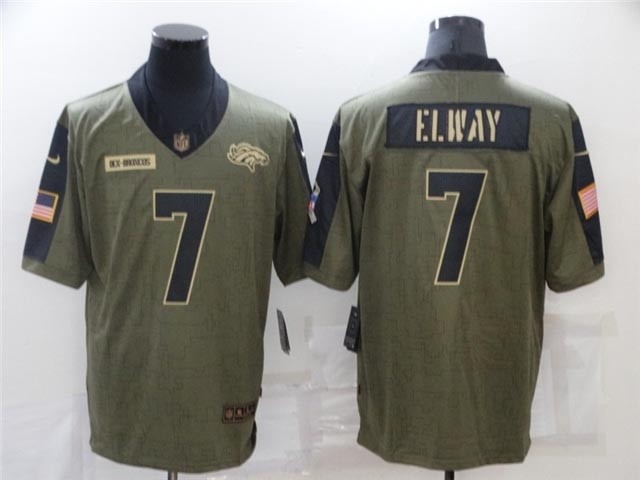 Denver Broncos #7 John Elway 2021 Olive Salute To Service Limited Jersey