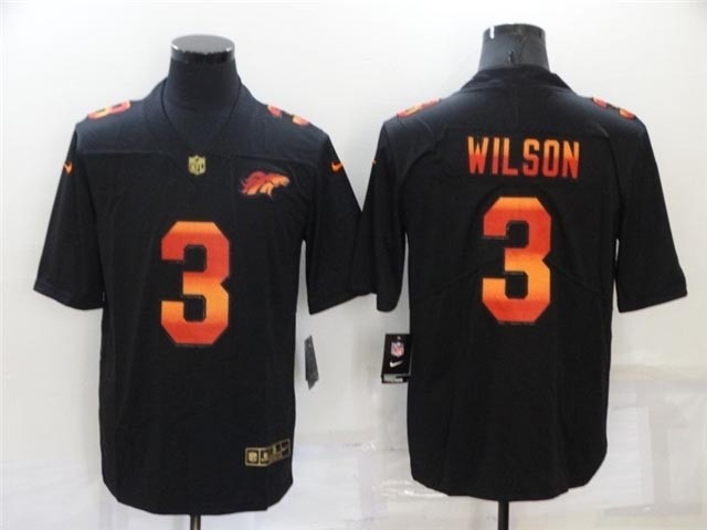 Denver Broncos #3 Russell Wilson Black Colorful Fashion Limited Jersey