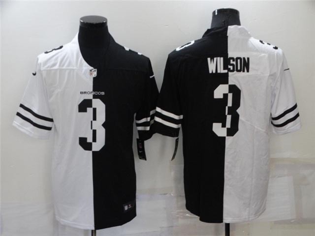 Denver Broncos #3 Russell Wilson Split White-Black Limited Jersey