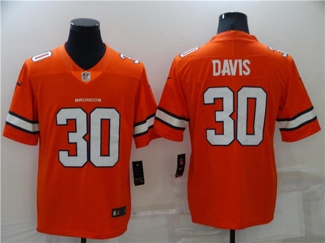 Denver Broncos #30 Terrell Davis Orange Color Rush Limited Jersey