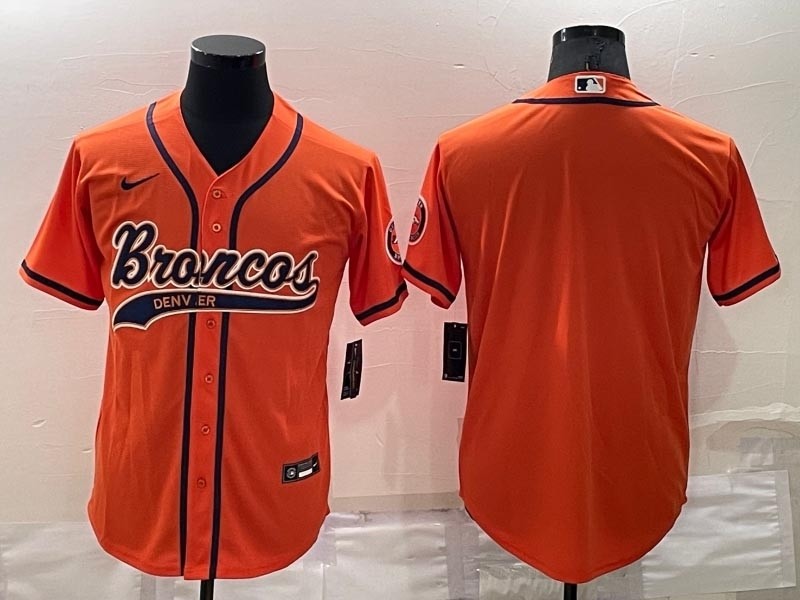 Men's Denver Broncos Blank Orange Stitched Baseball Jersey