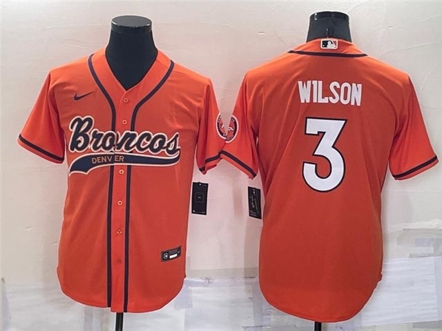 Denver Broncos #3 Russell Wilson Orange Baseball Cool Base Jersey