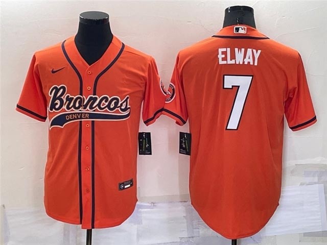 Denver Broncos #7 John Elway Orange Baseball Cool Base Jersey