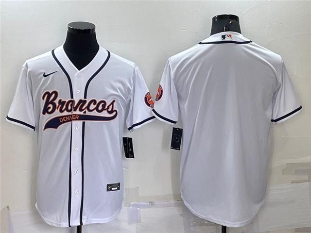 NFL Denver Broncos Blank White Baseball Cool Base Team Jersey