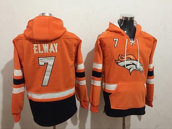 NFL Denver Broncos #7 John Elway Orange All Stitched Hooded Sweatshirt