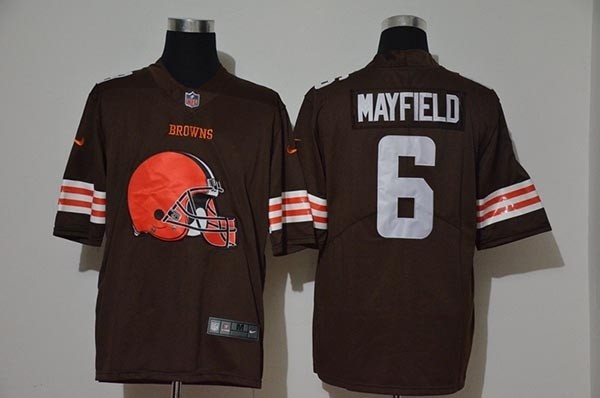 NFL Browns #6 Baker Mayfield Brown Team Big Logo Vapor Untouchable Limited Jersey