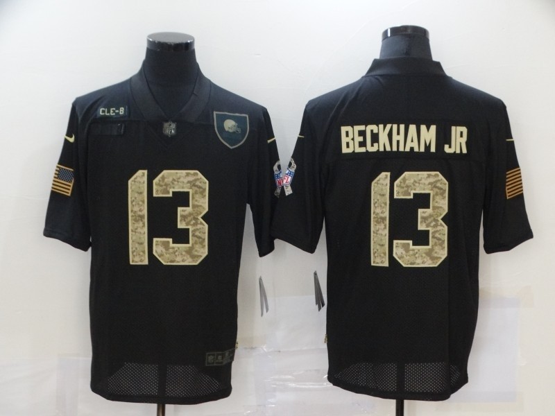 Nike Browns #13 Odell Beckham Jr. Black 2020 Salute To Service Limited Jersey