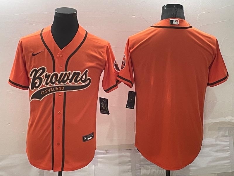 Men's Cleveland Browns Blank Orange Stitched Baseball Jersey