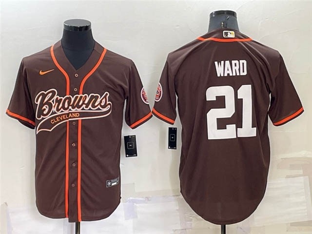 NFL Cleveland Browns #21 Denzel Ward Brown Baseball Cool Base Jersey