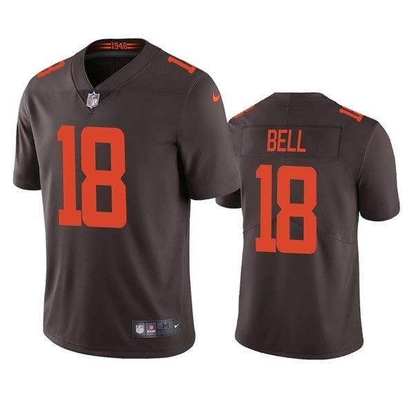 Men's Cleveland Browns #18 David Bell Brown with Orange word Vapor Untouchable Limited Stitched Jerseys