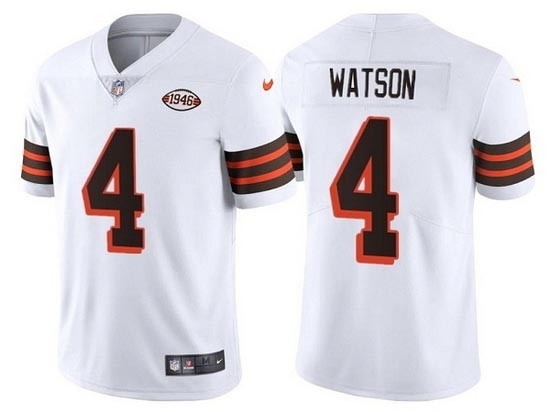 Men's Cleveland Browns #4 Deshaun Watson White 1946 Collection Vapor Limited Jersey