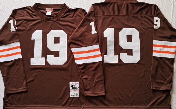 NFL Throwback Cleveland Browns Bernie Kosar #19 Brown Long sleeves  Jersey