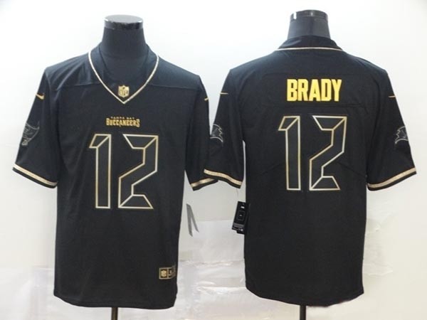 NFL Tampa Bay Buccaneers Brady #12 Black Gold Edition Jersey