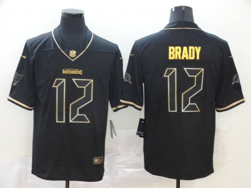 NFL Tampa Bay Buccaneers #12 Tom Brady Black Gold Vapor Untouchable Limited Jersey