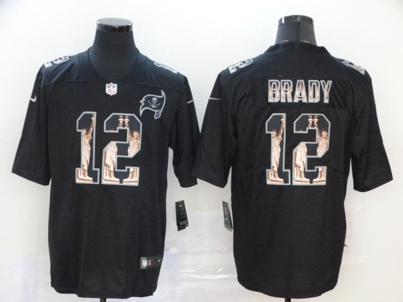 NFL Tampa Bay Buccaneers #12 Tom Brady Black Statue Of Liberty Limited Jersey