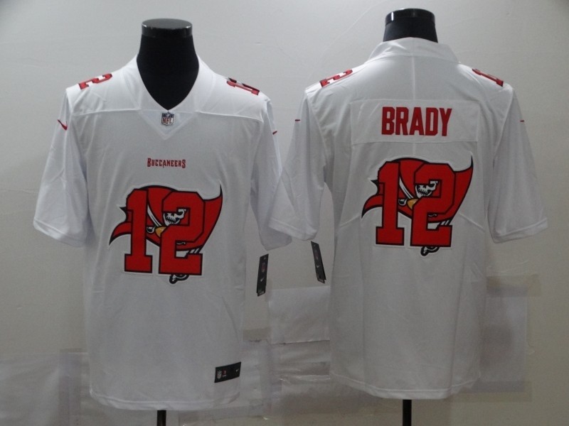 Nike Buccaneers #12 Tom Brady White Shadow Logo Limited Jersey