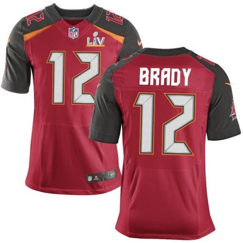 Men's Tampa Bay Buccaneers #12 Tom Brady Red Team Color Super Bowl LV 2021 Legend II Jersey