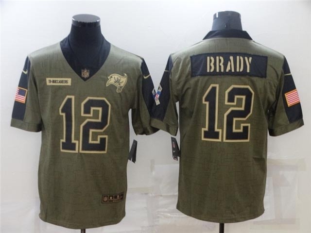 Tampa Bay Buccaneers #12 Tom Brady 2021 Olive Salute To Service Limited Jersey