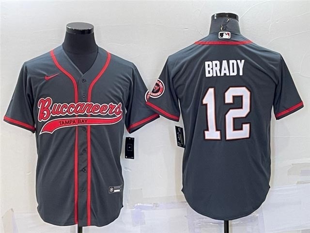 NFL Tampa Bay Buccaneers #12 Tom Brady Gray Baseball Cool Base Jersey