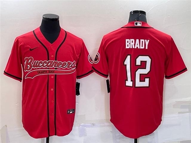 NFL Tampa Bay Buccaneers #12 Tom Brady Red Baseball Cool Base Team Jersey