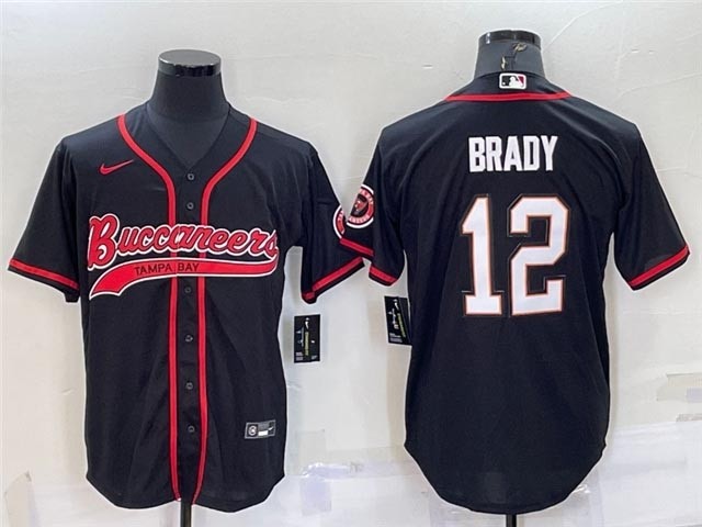 NFL Tampa Bay Buccaneers #12 Tom Brady Black Baseball Cool Base Jersey