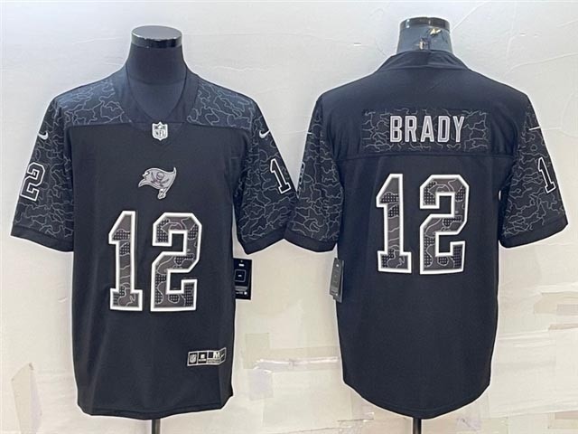 Men's Tampa Bay Buccaneers #12 Tom Brady Black Reflective Limited Stitched Football Jersey