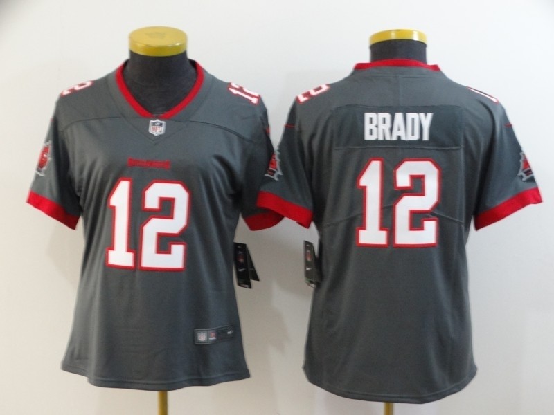 Women Nike Buccaneers #12 Tom Brady Gray New 2020 Vapor Untouchable Limited Jersey