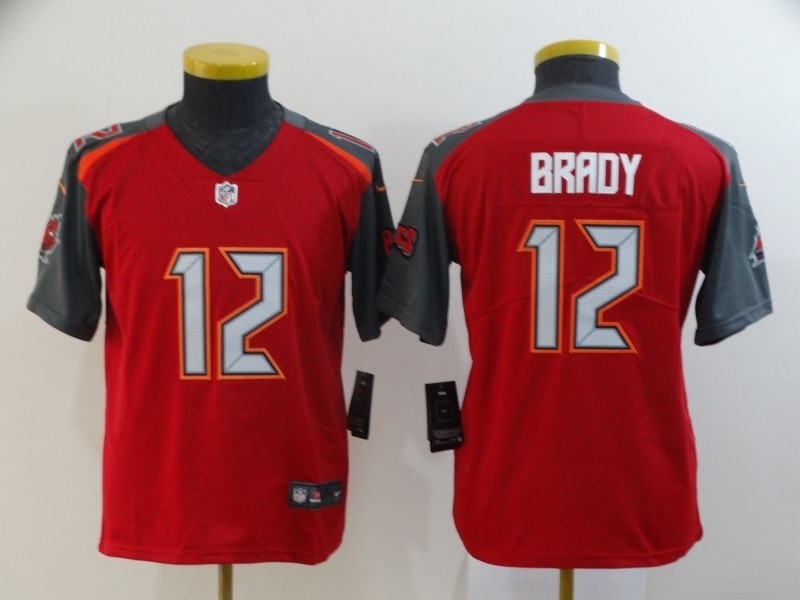 Youth Buccaneers #12 Tom Brady Red Vapor Untouchable Limited Jersey