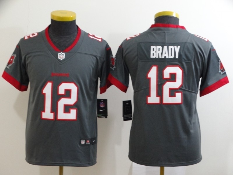 Youth Nike Buccaneers #12 Tom Brady Gray New 2020 Vapor Untouchable Limited Jersey