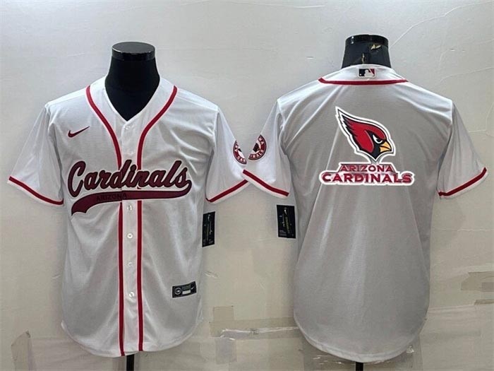 Men's Arizona Cardinals White Team Big Logo With Patch Cool Base Stitched Baseball Jersey