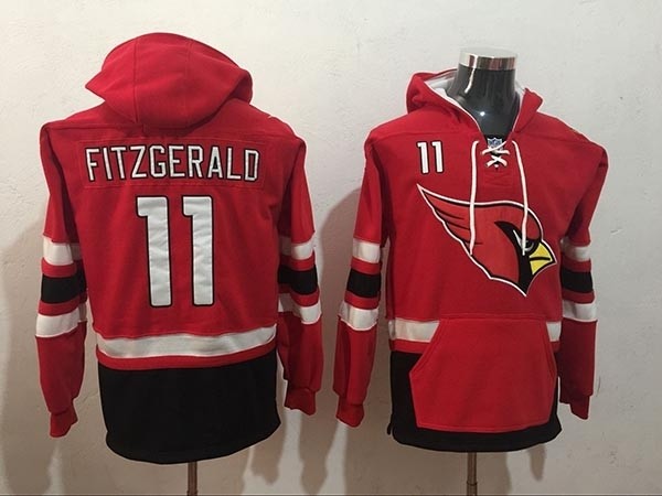 NFL Arizona Cardinals #11 Larry Fitzgerald Red All Stitched Hooded Sweatshirt