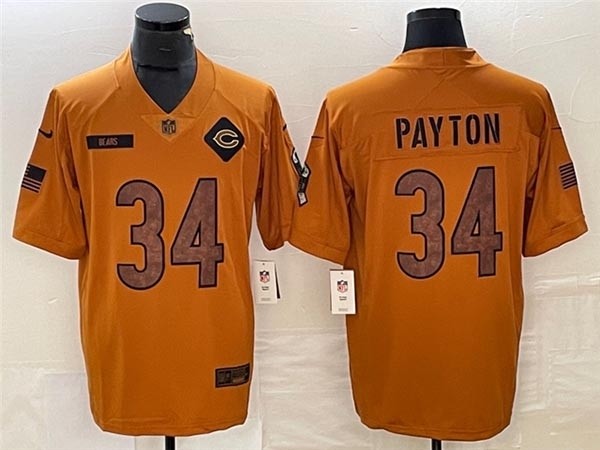 Men's Chicago Bears #34 Walter Payton 2023 Brown Salute To Service Limited Jersey