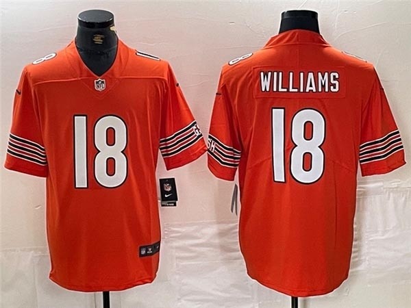 Men's Chicago Bears #18 Caleb Williams Orange Vapor Limited Jersey