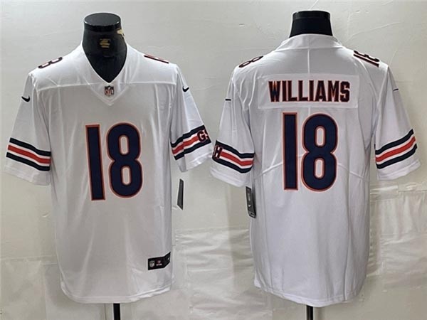 Men's Chicago Bears #18 Caleb Williams White Vapor Limited Jersey