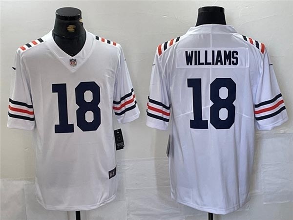 Men's Chicago Bears #18 Caleb Williams White Alternate Classic Vapor Limited Jersey